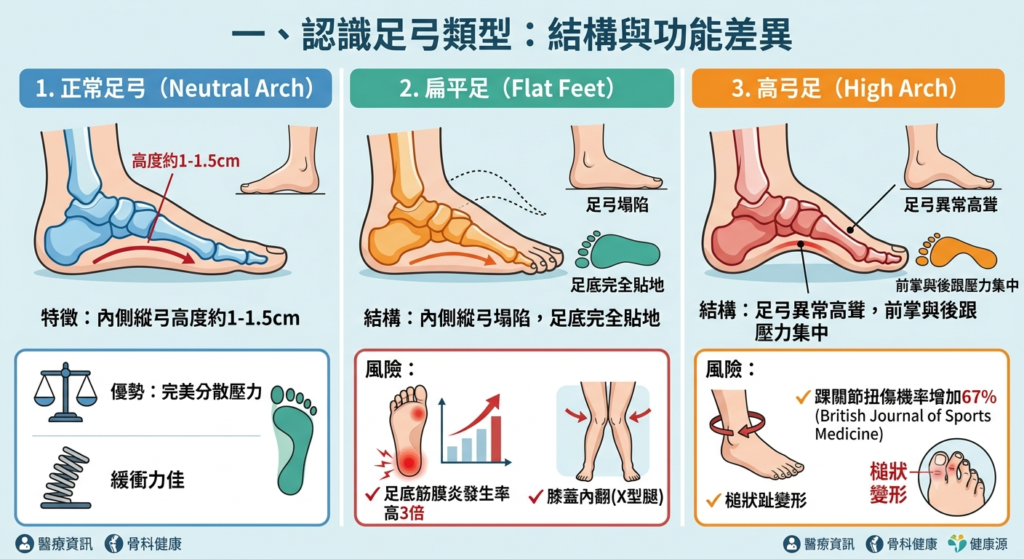 扁平足與高弓足選鞋與鞋墊建議:提供足弓支撐與吸震緩衝的鞋款選擇