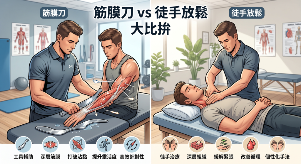 筋膜刀 vs 徒手放鬆 大比拚