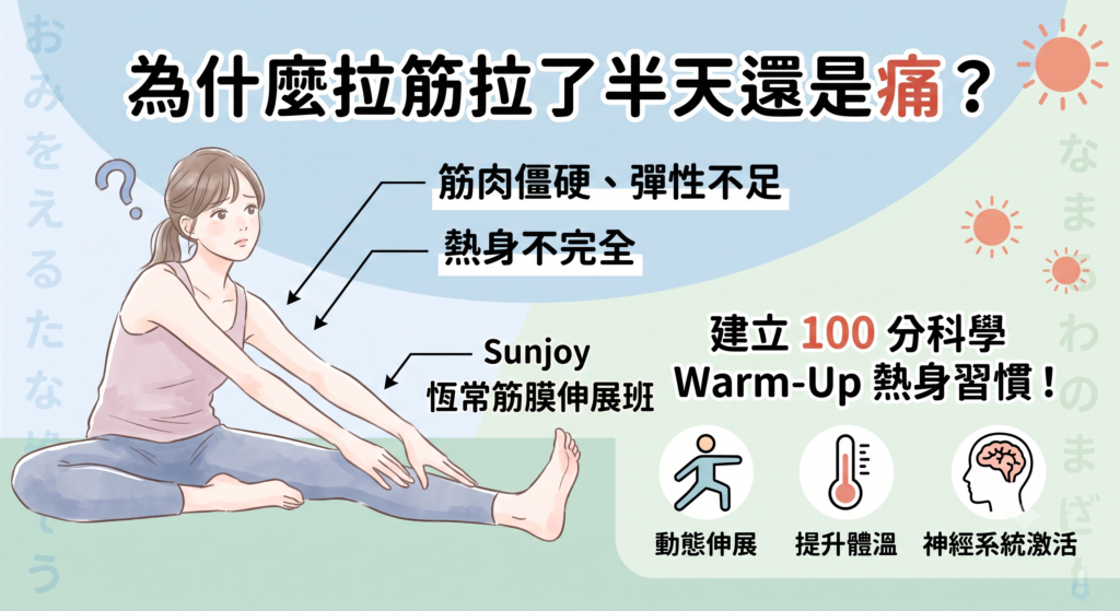 Sunjoy 恆常筋膜伸展班 - 解決拉筋疼痛與建立科學 Warm-Up 熱身習慣指南